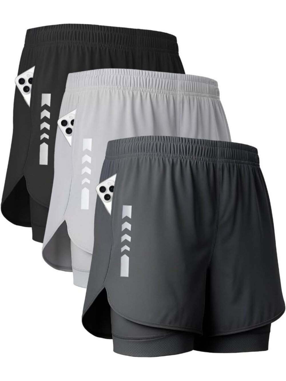 Men's 2-in-1 Quick Dry Running Shorts, 5" Athletic Gym Shorts with Zipper